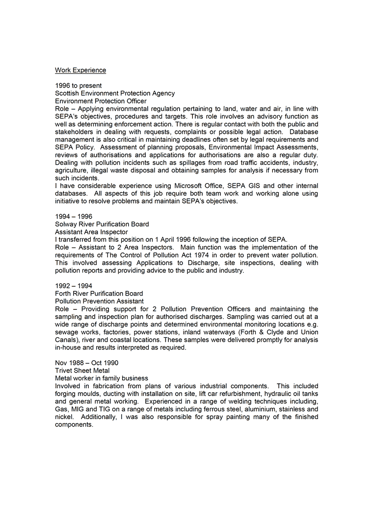 Cv Examples Uk And Worldwide